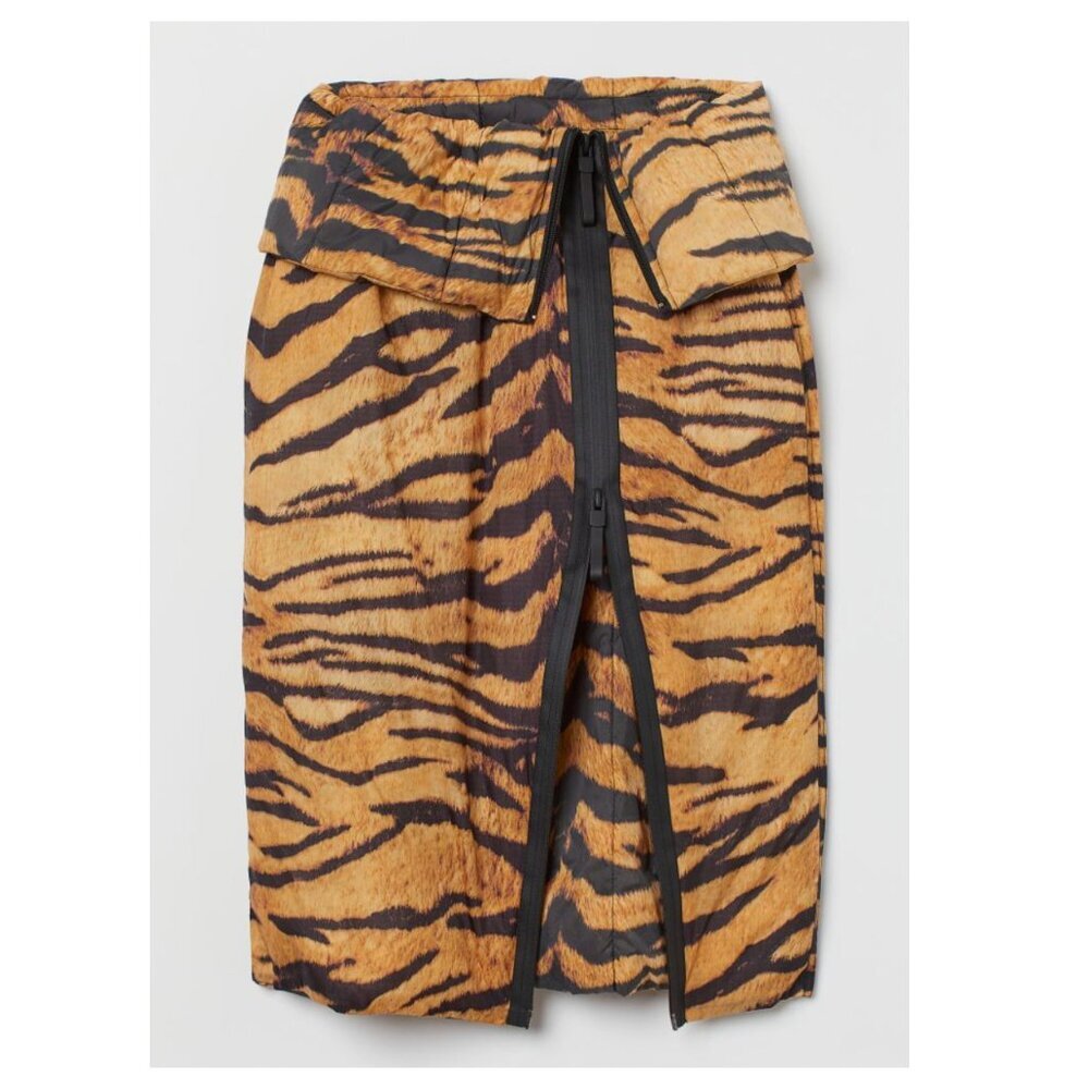 H&M Innovation Co-Exist Story Padded Recycled Nylon Tiger Stripe Skirt - Picture 1 of 10